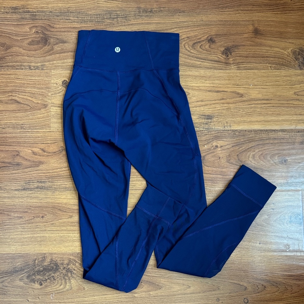 Navy Blue High-Waisted Align Leggings Mesh